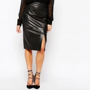 Oasis Real Leather Skirt, Size S